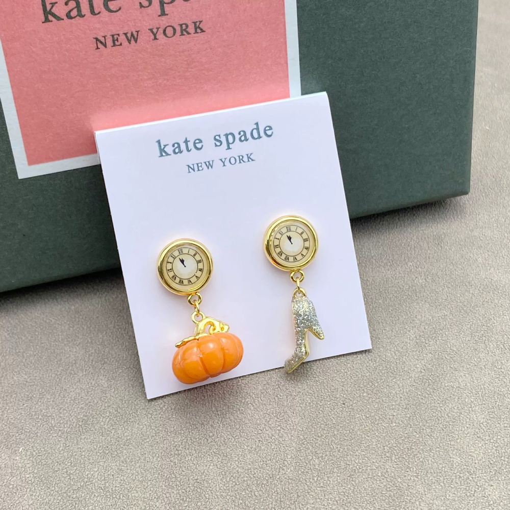 kate spade Pumpkin Crystal Shoe Enamel Clock Silver Needle Earrings